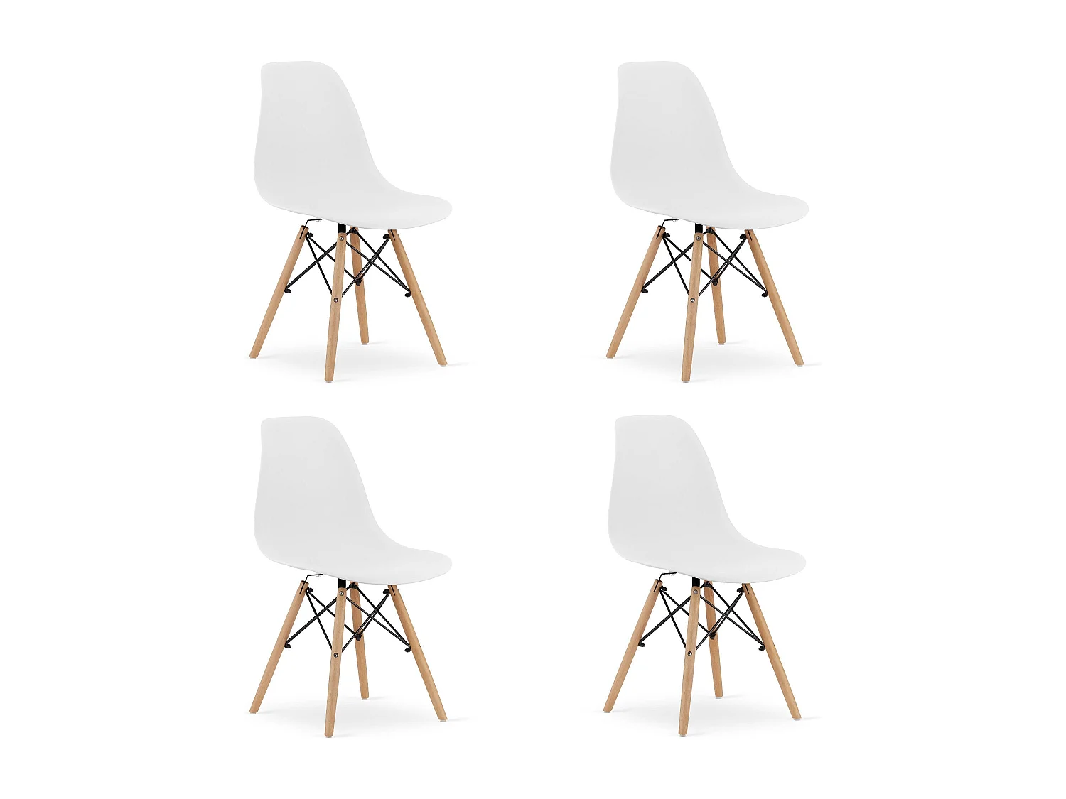 Chaise Valora OSAKA blanche, pieds naturels, design ergonomique x4