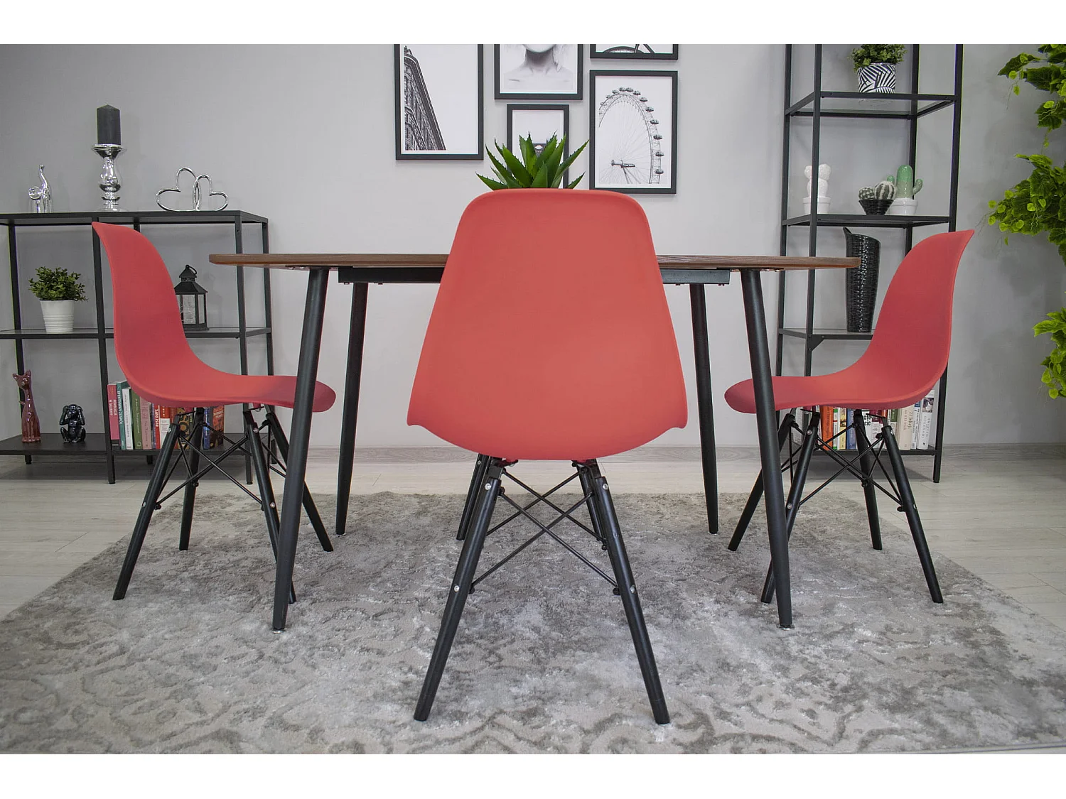 Valora OSAKA Stuhl, ergonomisches Design, Beine in Zinnoberrot-Schwarz