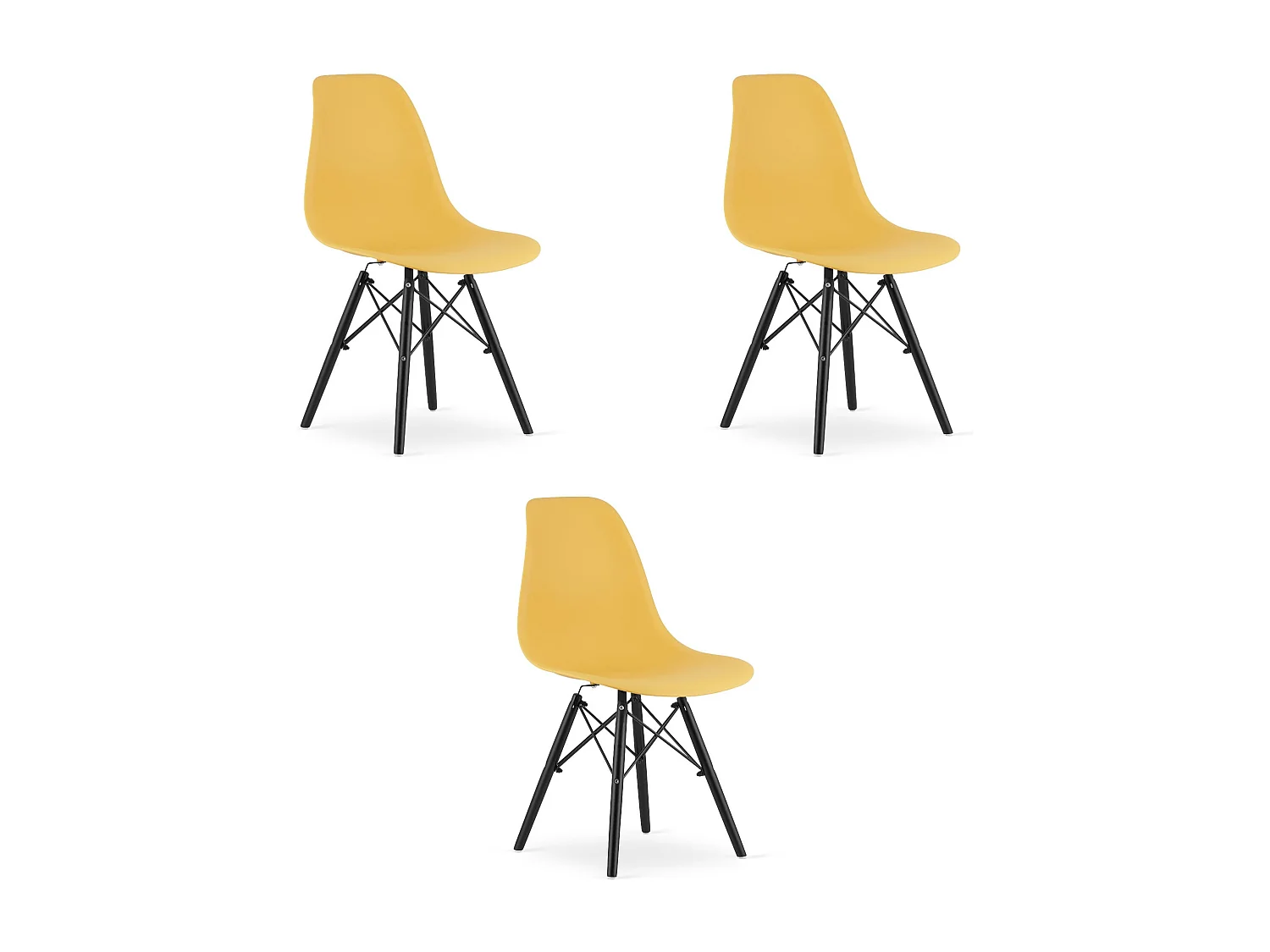 Silla Valora OSAKA color mostaza con patas negras para sala de estar (x3)