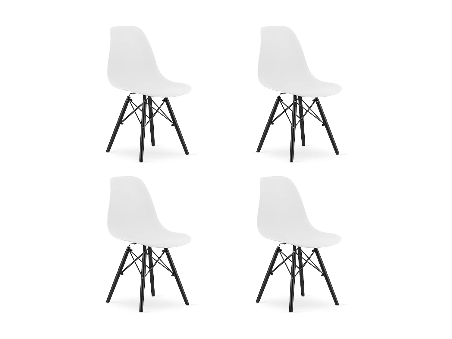 Valora OSAKA Stuhl Weiß Schwarze Beine Ergonomisches Design x4