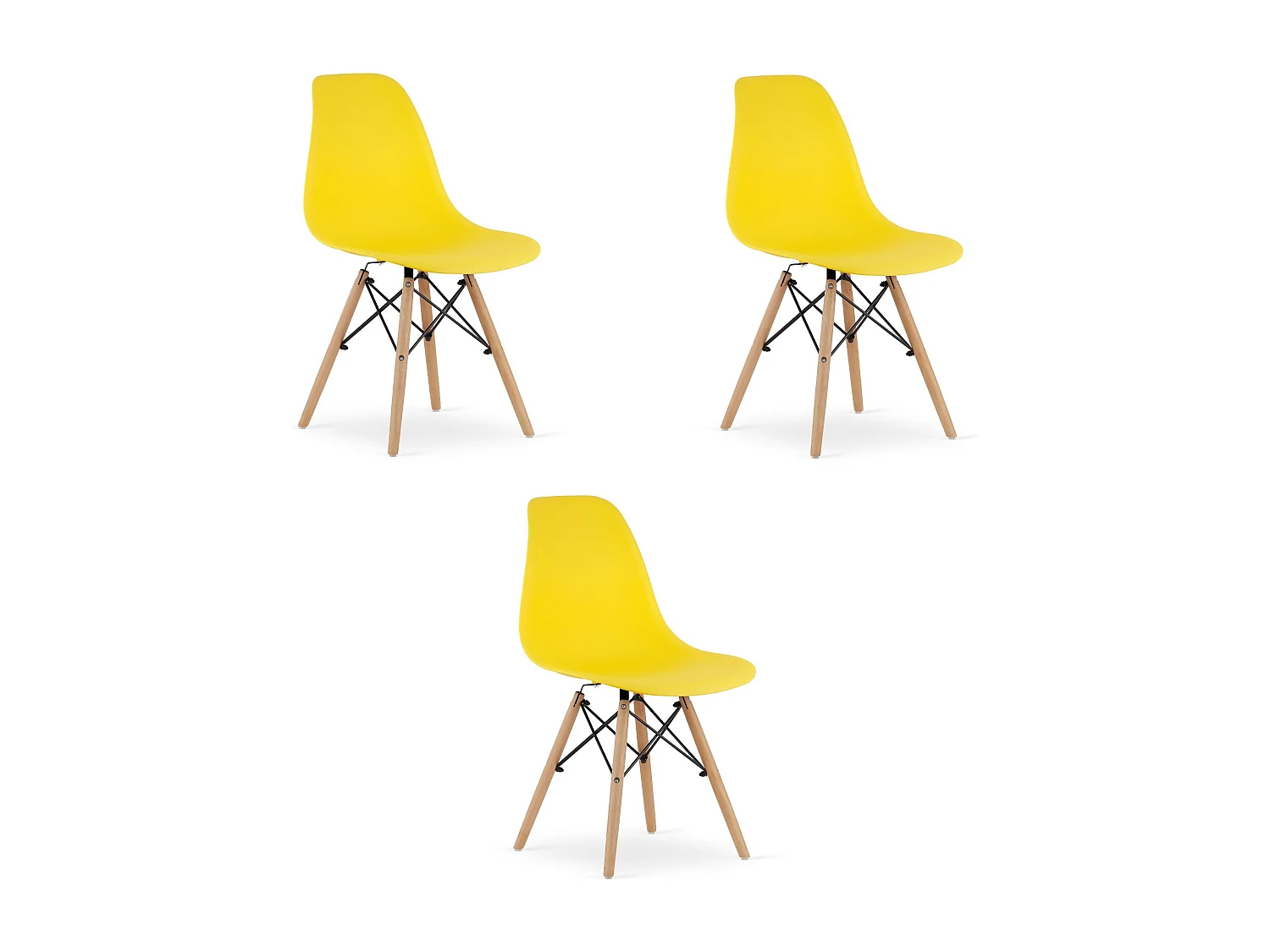 Chaise Valora OSAKA Jaune Pieds Naturels Design Ergonomique x3