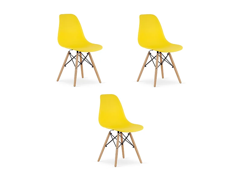 Chaise Valora OSAKA Jaune Pieds Naturels Design Ergonomique x3