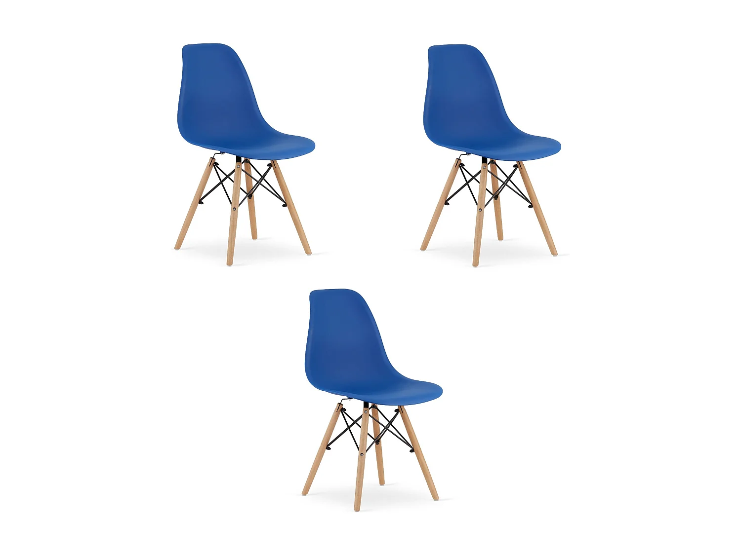 Chaise Valora OSAKA Bleu Pieds Naturels Design Ergonomique x3