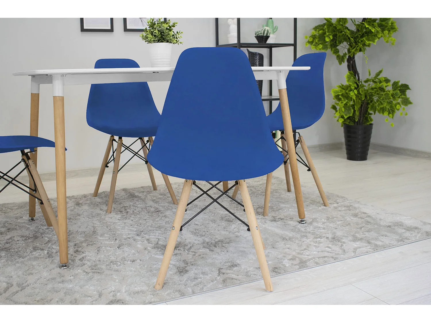 Chaise Valora OSAKA Bleu Pieds Naturels Design Ergonomique x3