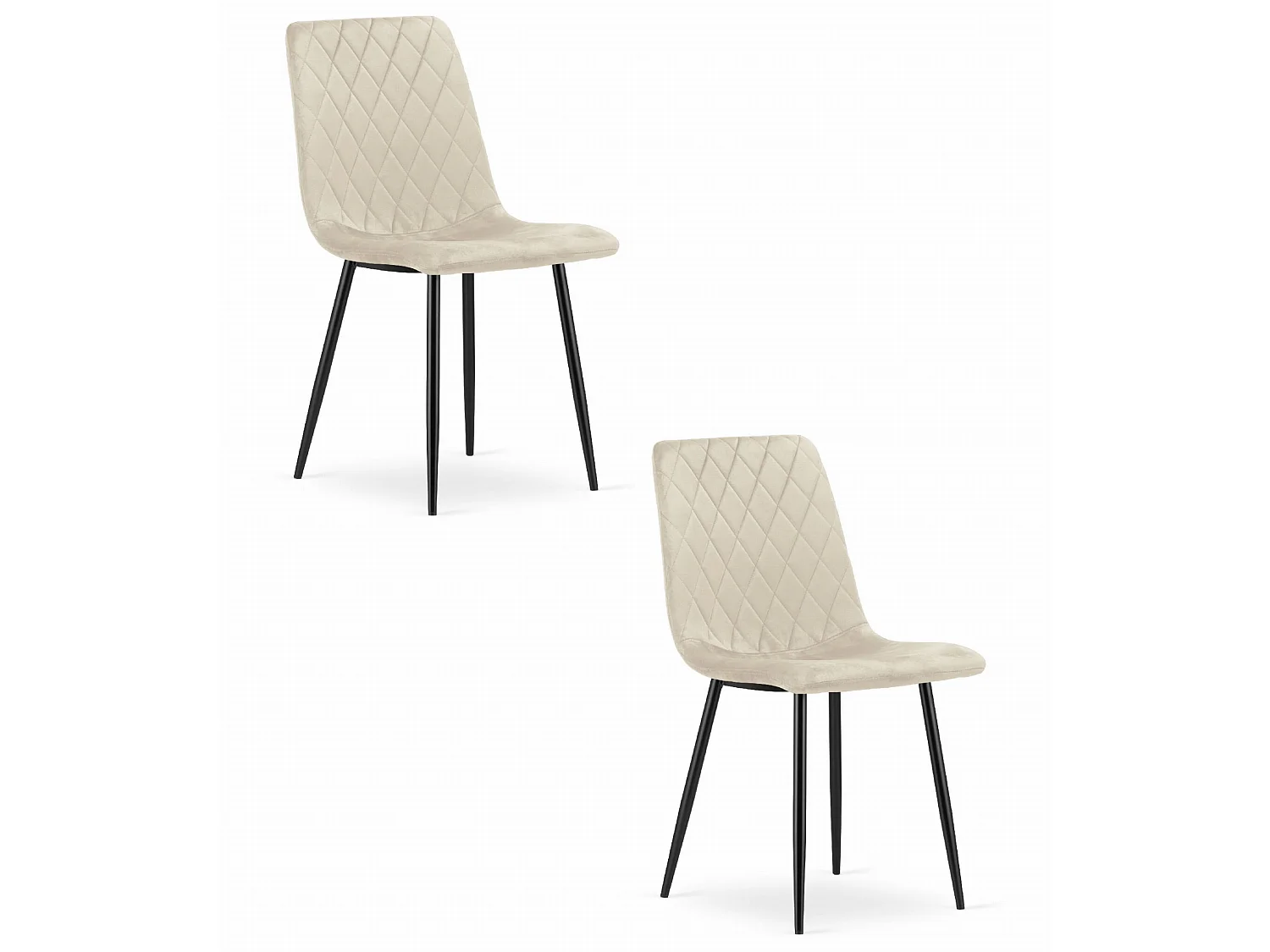 Chaise Valora TURIN en velours beige, design ergonomique x2
