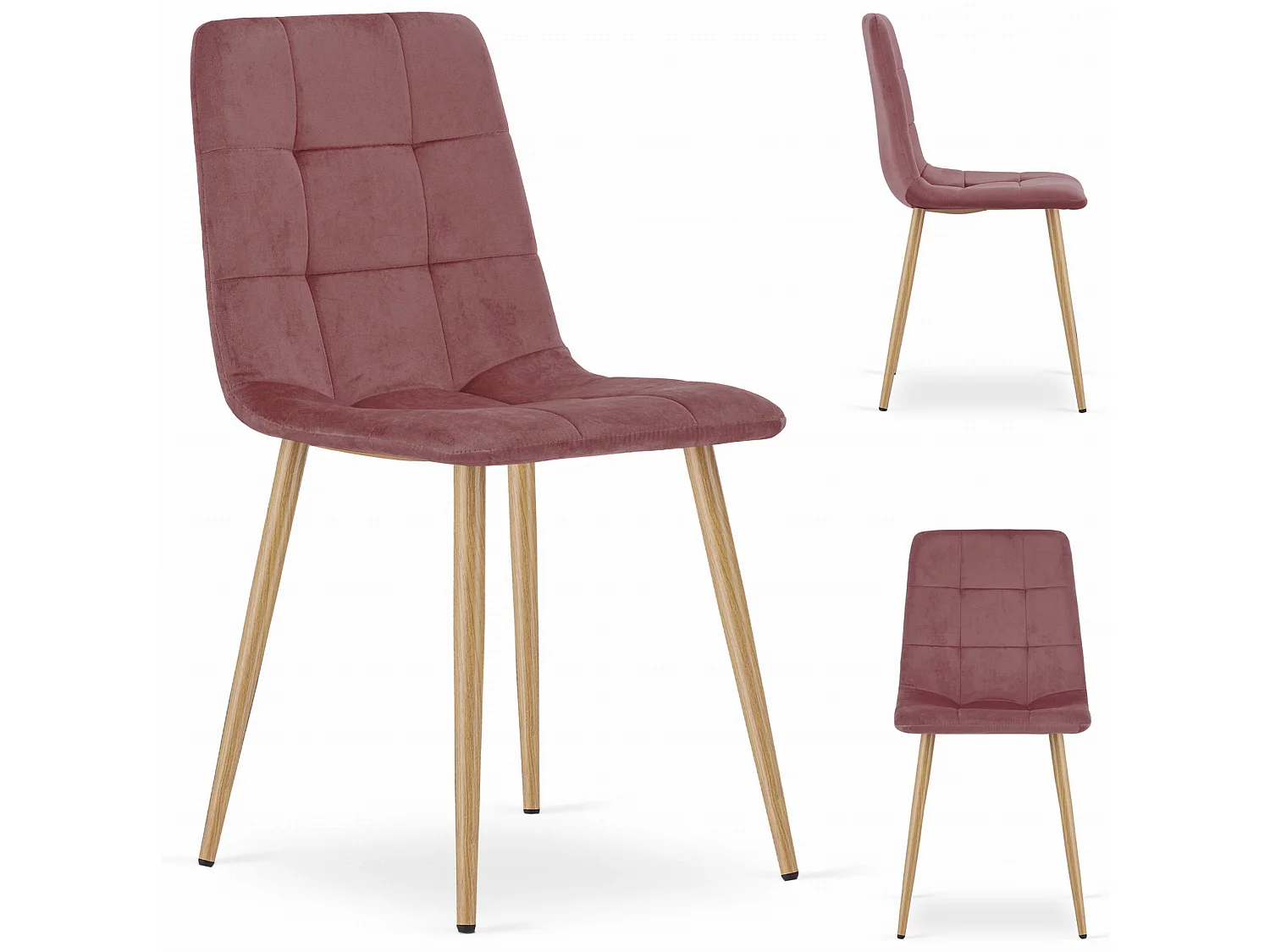 Fauteuil Valora PYRA en velours rose / pieds couleur bois x 1 pour salon