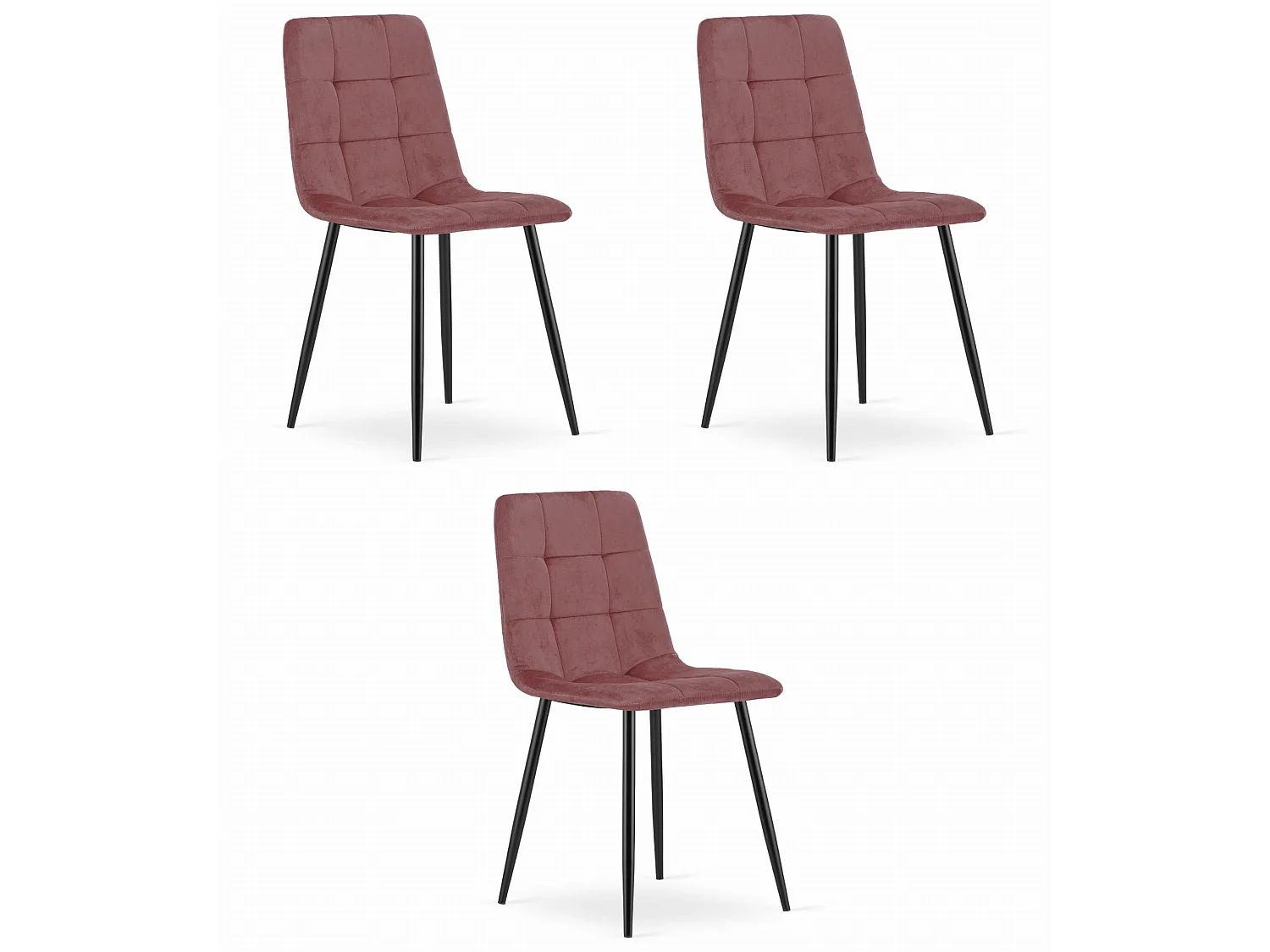 Valora PYRA Fauteuil en velours rose avec pieds noirs pour salon x3