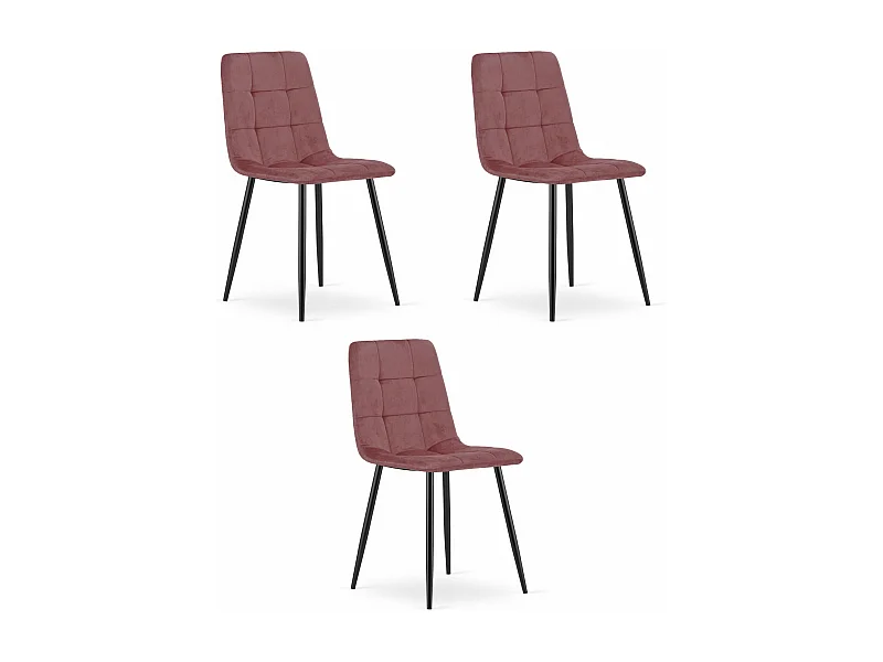 Valora PYRA Fauteuil en velours rose avec pieds noirs pour salon x3