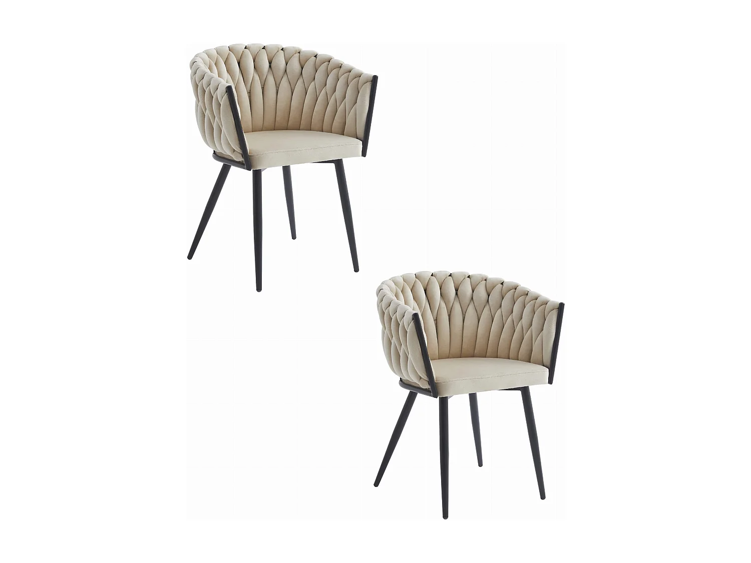 Valora MAYAN CHAIR Beige Samt Schwarze Beine x2
