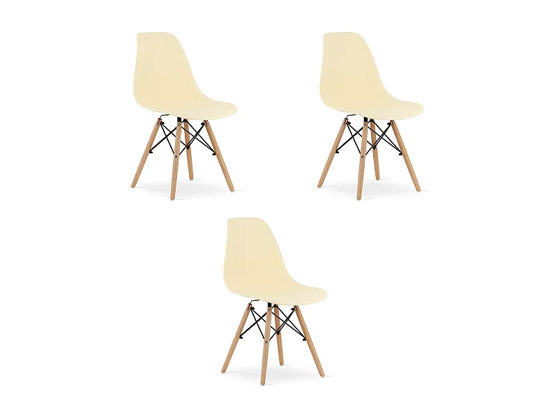 Silla Valora OSAKA color crema con patas naturales para sala de estar (x3)
