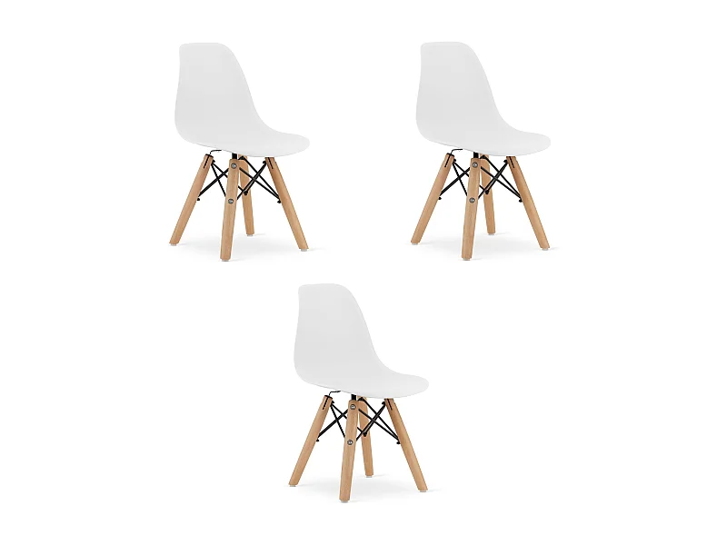 Cadeira Valora ZUBI Ergonômica com Pés em Faia Branca para Crianças x3