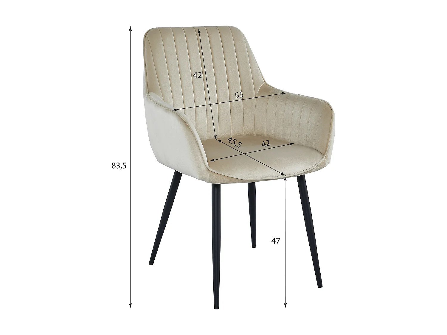 Fauteuil Valora SELO en velours rose, pieds noirs, assise confortable