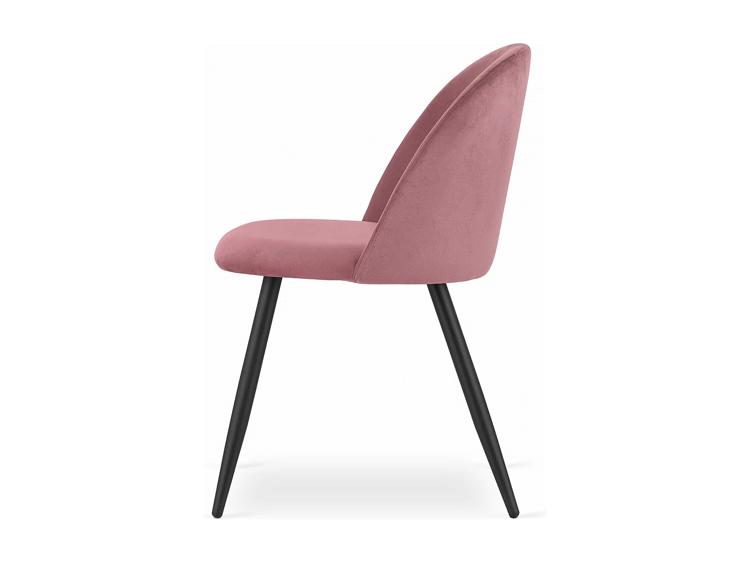 Sedia Valora BELLO in velluto rosa scuro con gambe nere