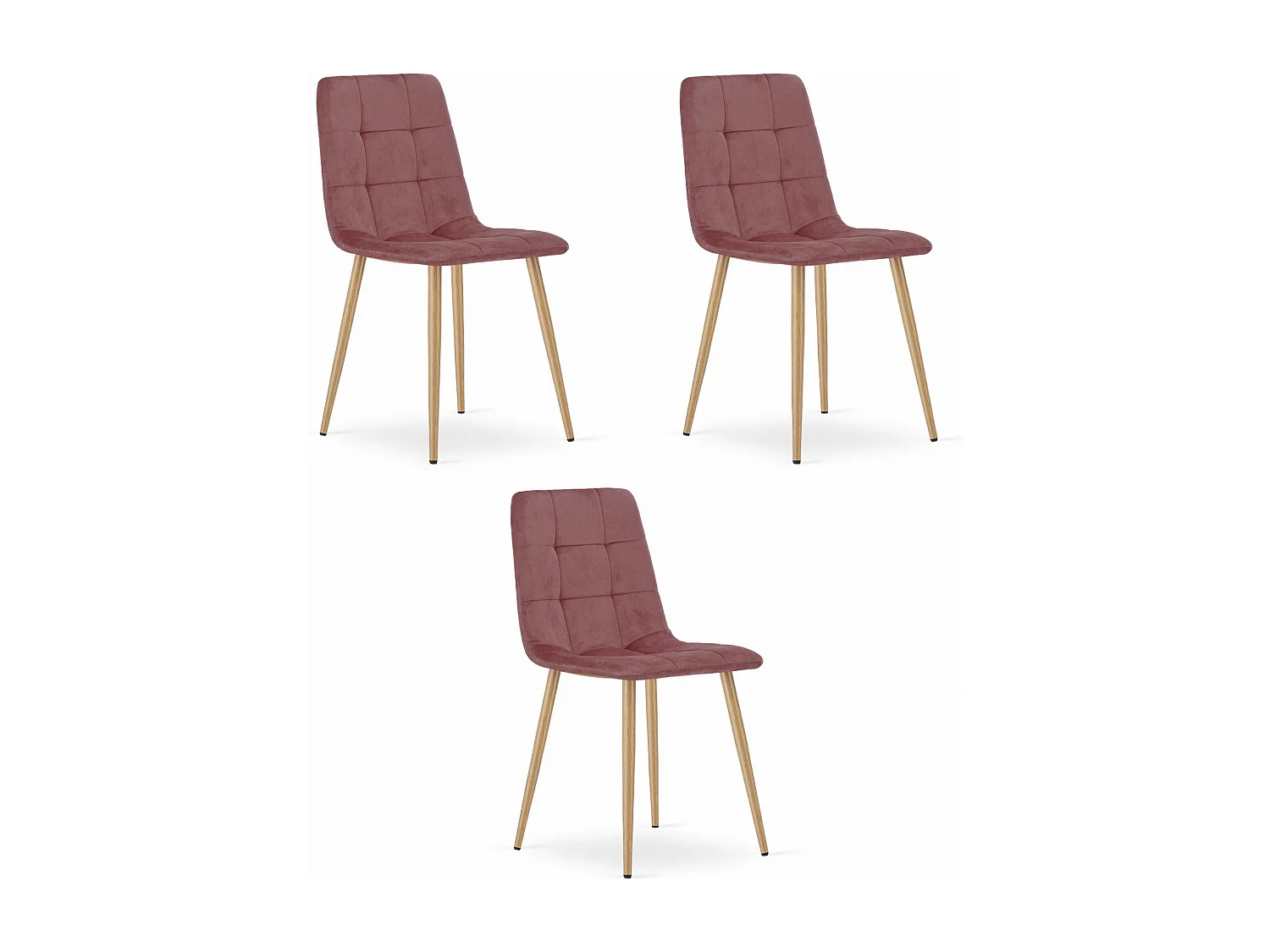 Valora PYRA stoel met roze fluwelen houten poten voor de woonkamer x3