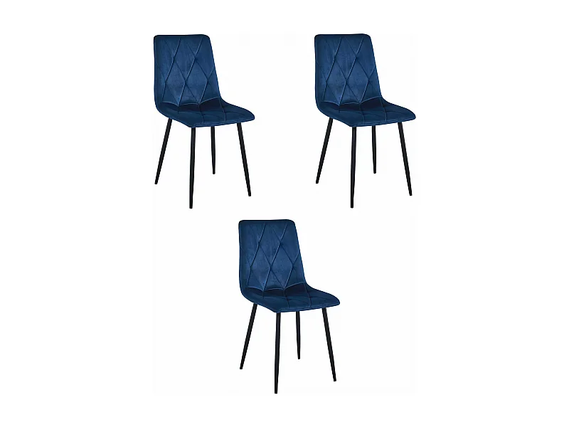 Valora TYRA Stuhl, Samt, schwarze Metallbeine, 3er-Set