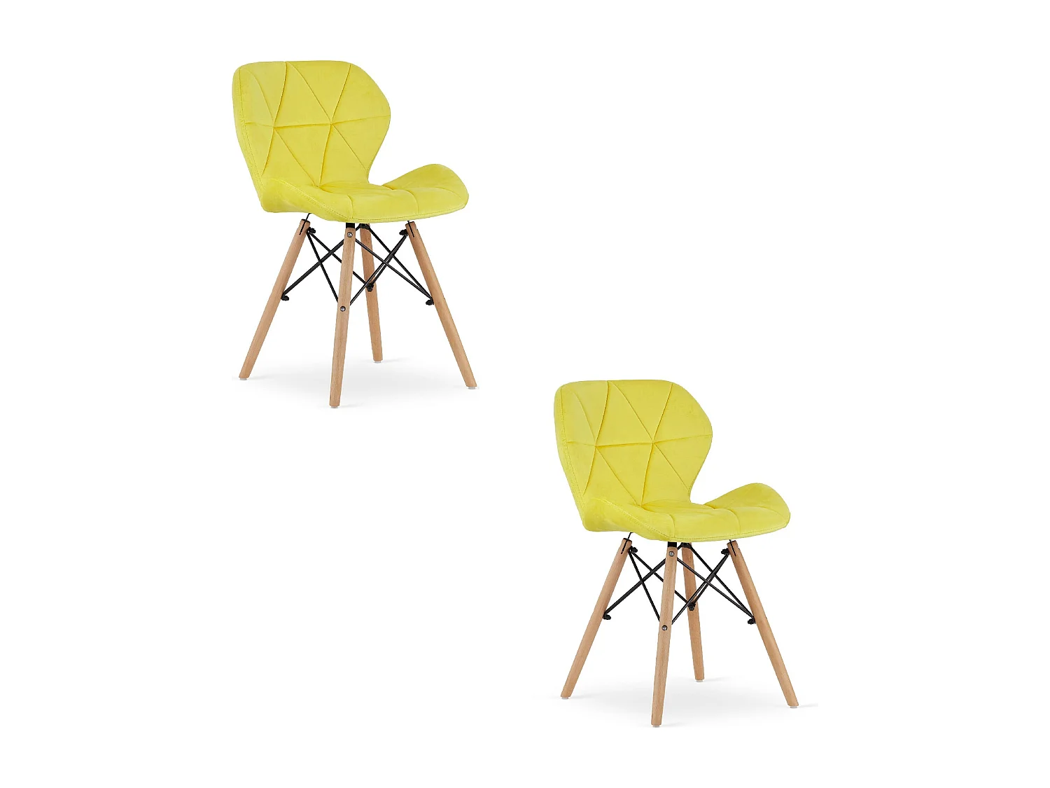 Valora WAKO Fauteuil en velours jaune, design moderne, pour salon (x2)