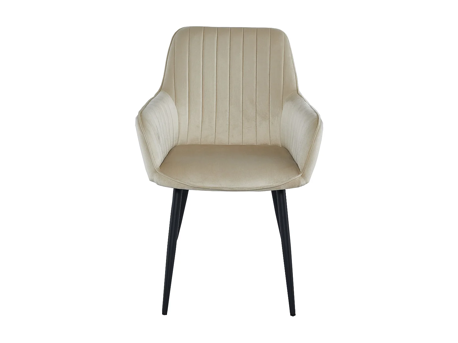 Fauteuil Valora SELO en velours beige avec pieds noirs pour salon