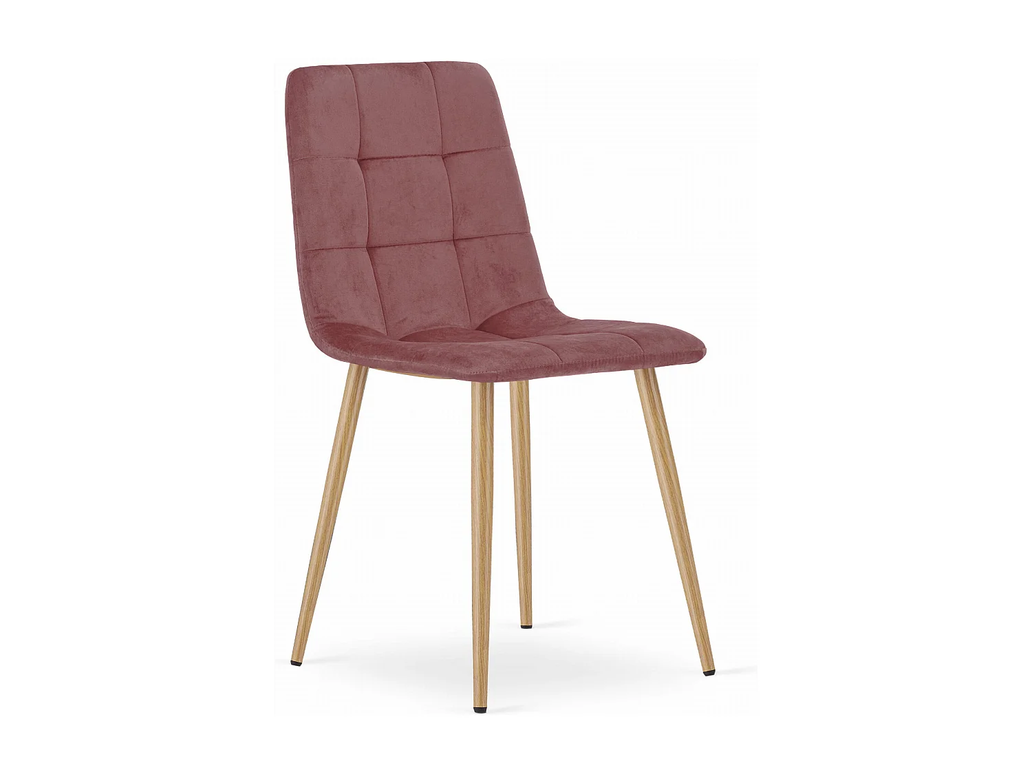 Chaise Valora PYRA en velours rose, pieds en bois, design moderne x4