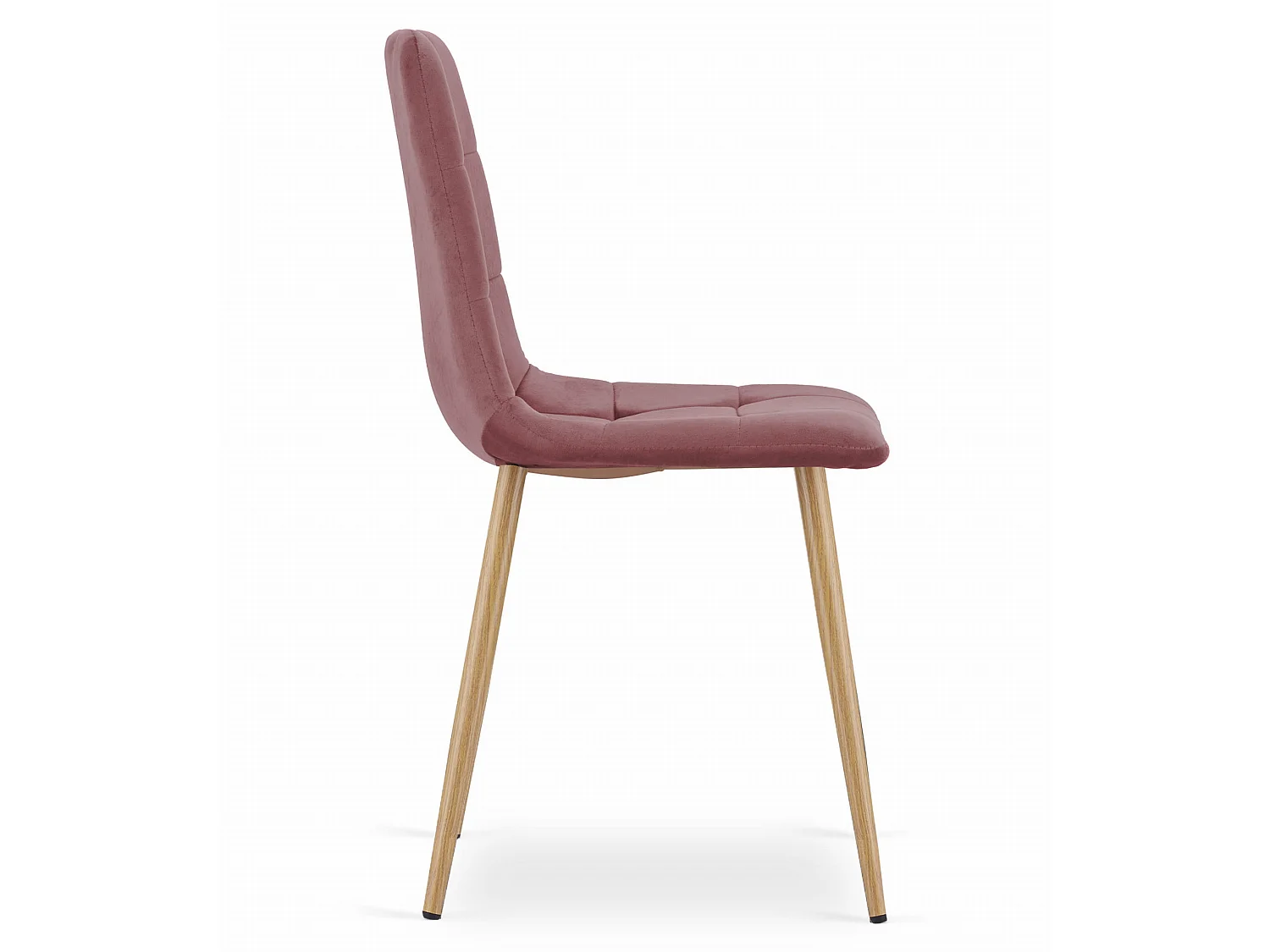 Chaise Valora PYRA en velours rose, pieds en bois, design moderne x4