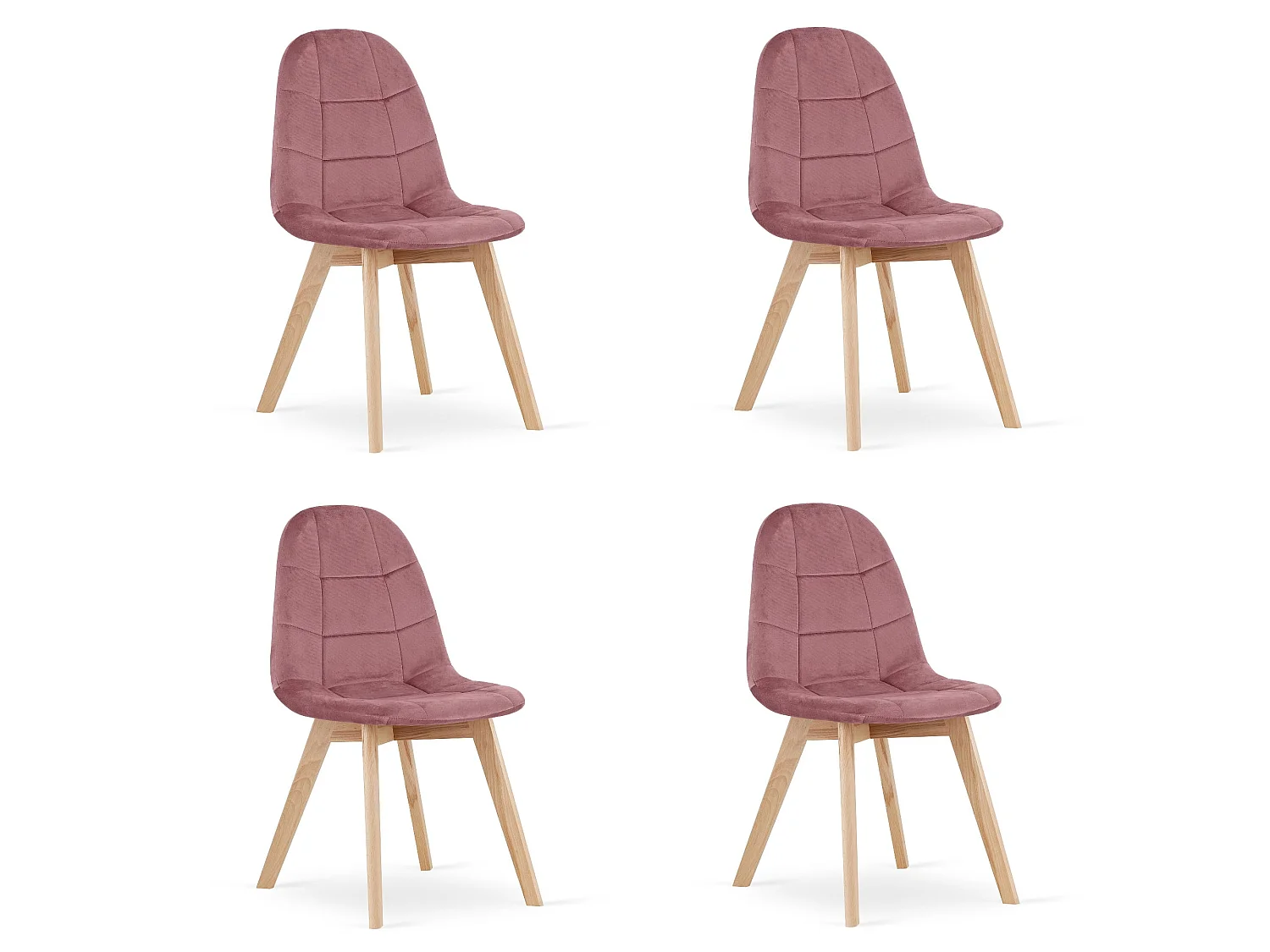 Chaise Valora NUUC en velours rose foncé, design ergonomique x4
