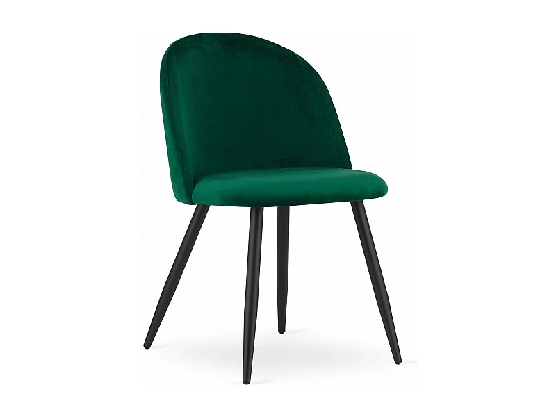 Sedia Valora BELLO in velluto verde con gambe in metallo nero