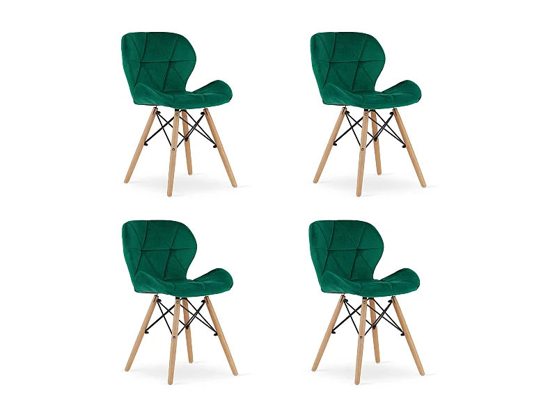 Valora WAKO Fauteuil en velours vert, design moderne pour salon x4
