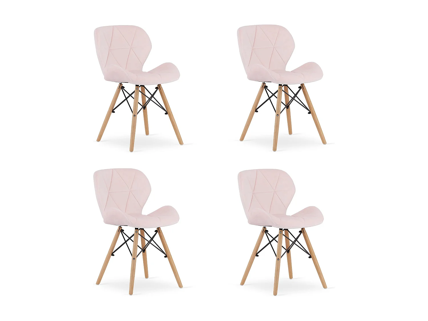 Valora WAKO Fauteuil en velours rose au design moderne pour salon x4