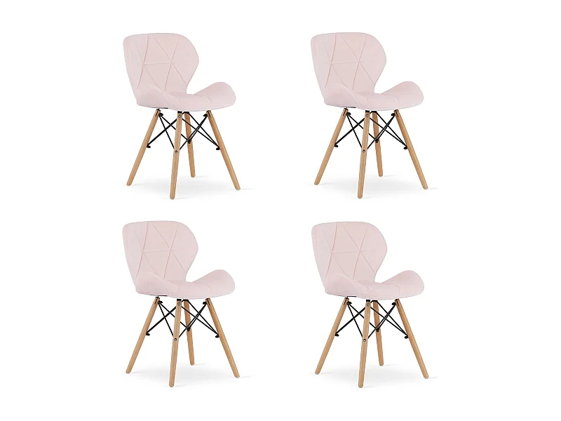 Valora WAKO Fauteuil en velours rose au design moderne pour salon x4