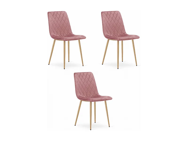 Valora TURIN stoel met roze fluwelen houten poten voor de woonkamer x3