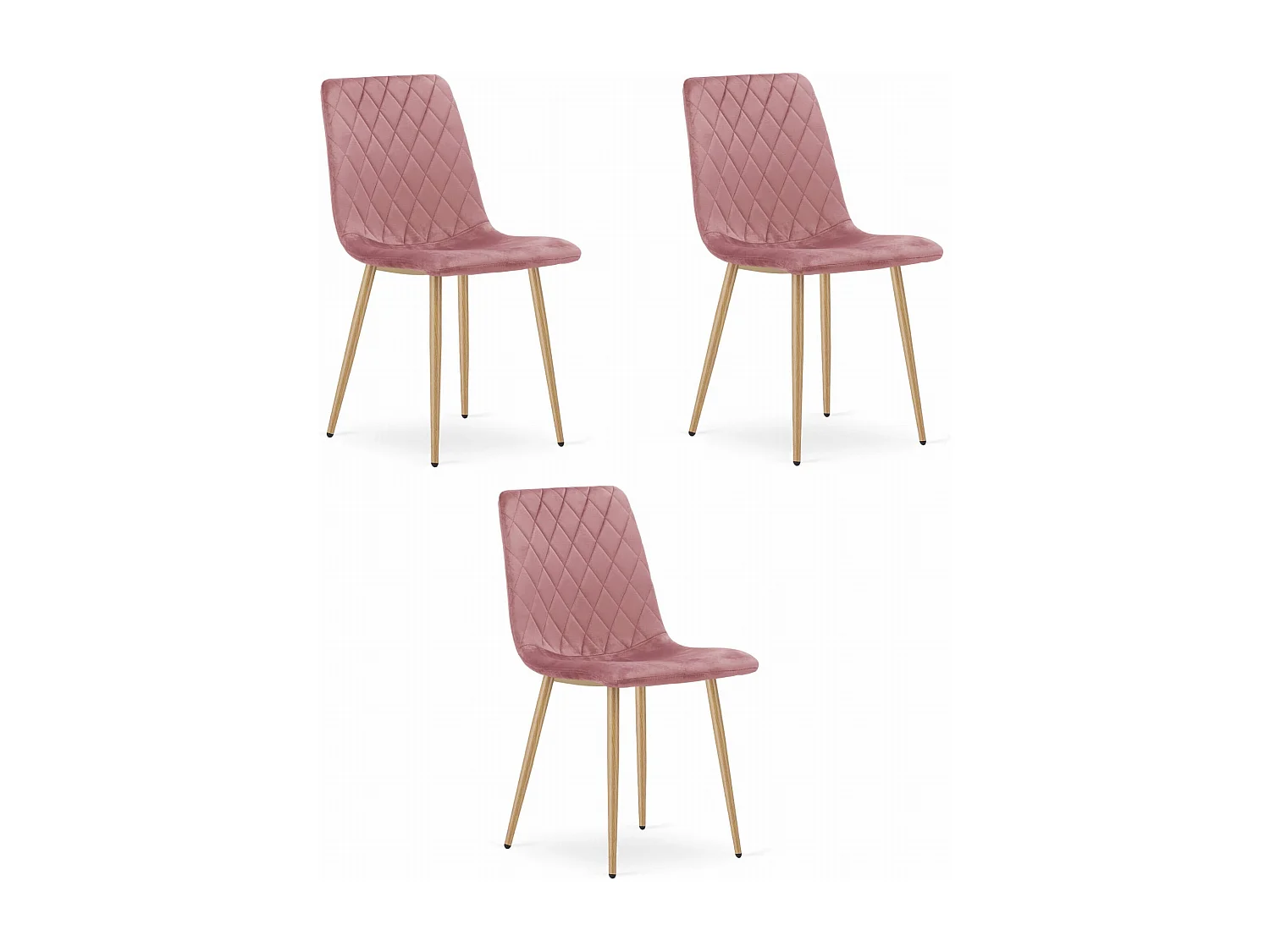 Valora TURIN stoel met roze fluwelen houten poten voor de woonkamer x3