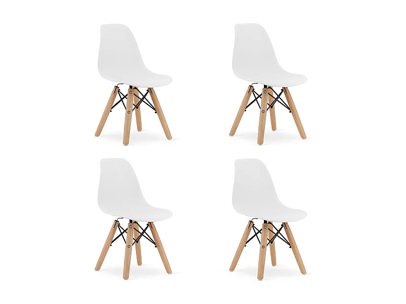 Cadeira Valora ZUBI Ergonômica com Pés em Faia Branca para Crianças (4 unidades)