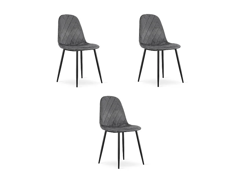 Chaise Valora DAPI en velours gris foncé, design moderne x3