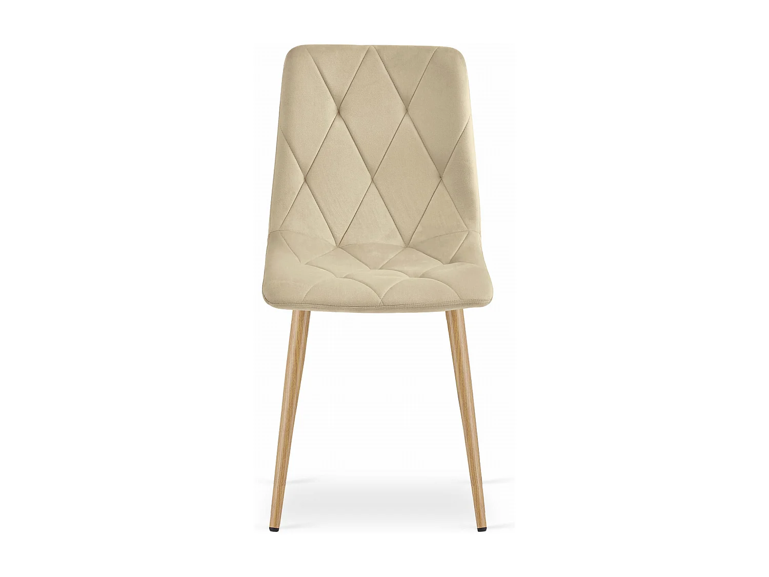Krzesło Valora TYRA, jasnobeżowe, aksamitne, nogi w kolorze drewna x4