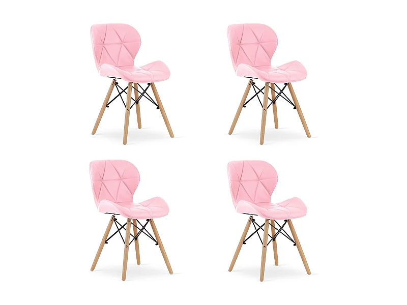 Valora WAKO Eco-Lederen Stoel Roze Beukenhout x4