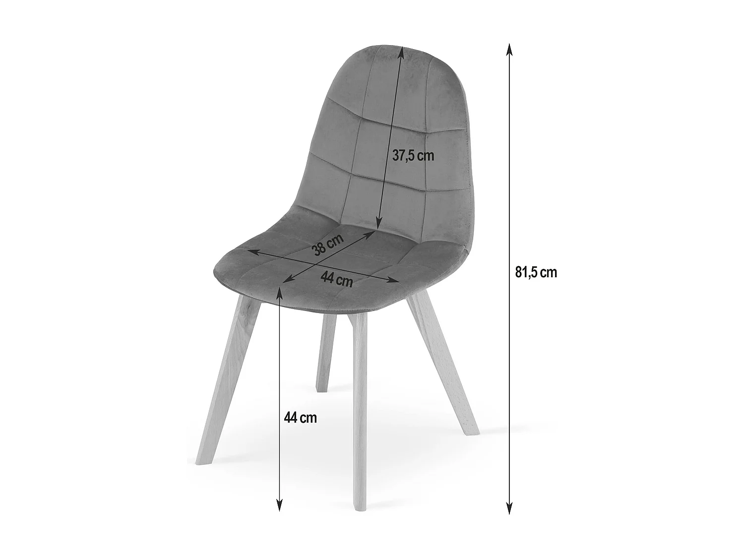 Valora NUUC Chaise Velours Bleu Marine Design Ergonomique x4