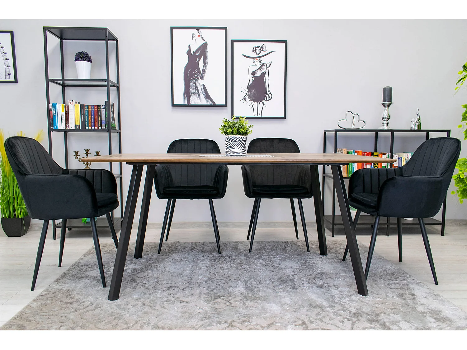 Fauteuil Valora LUGO en velours noir, design ergonomique pour salon