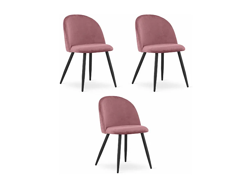 Valora BELLO stoel donkerroze fluweel zwarte metalen poten x3