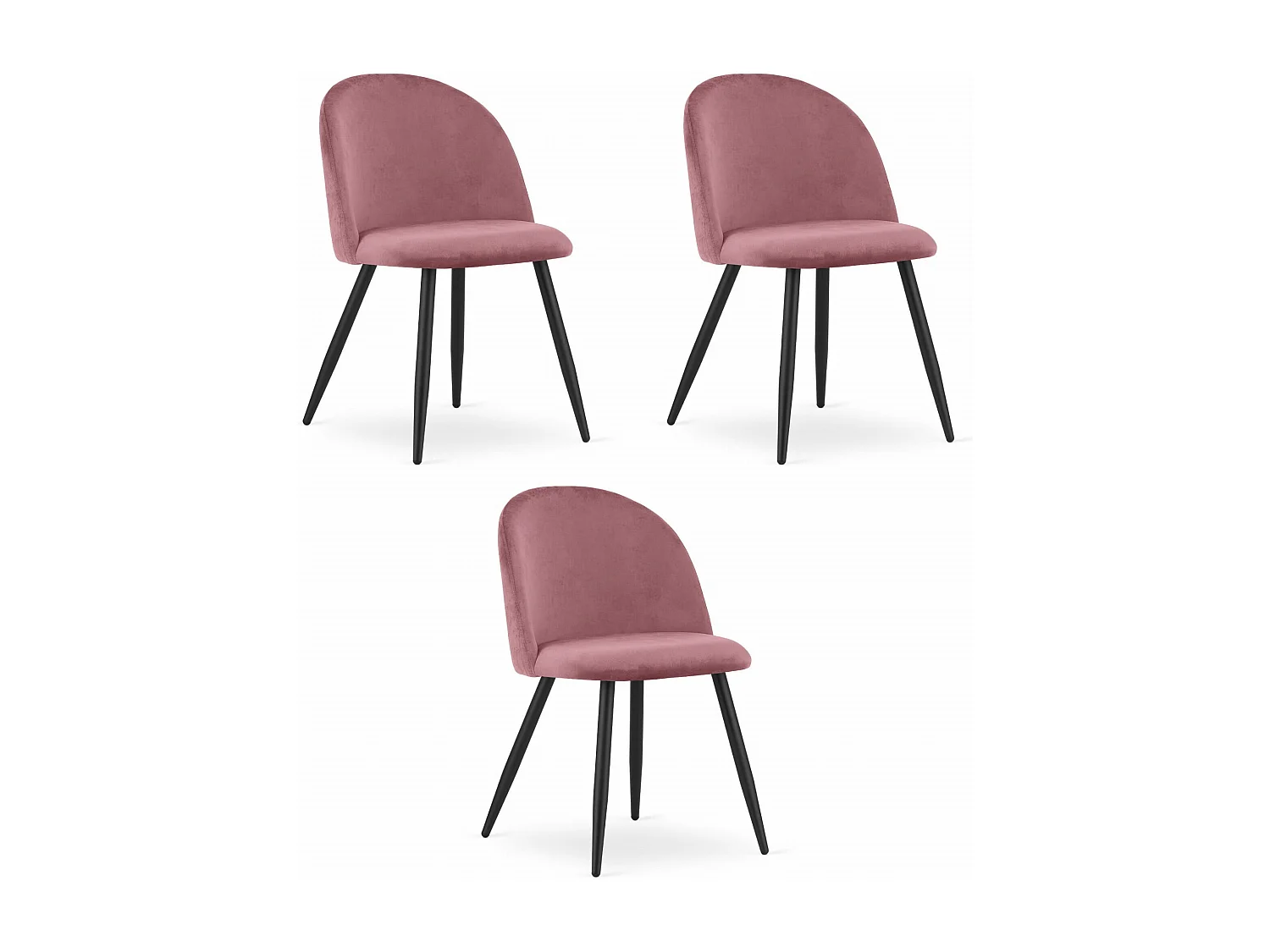 Chaise Valora BELLO en velours rose foncé, pieds en métal noir x3