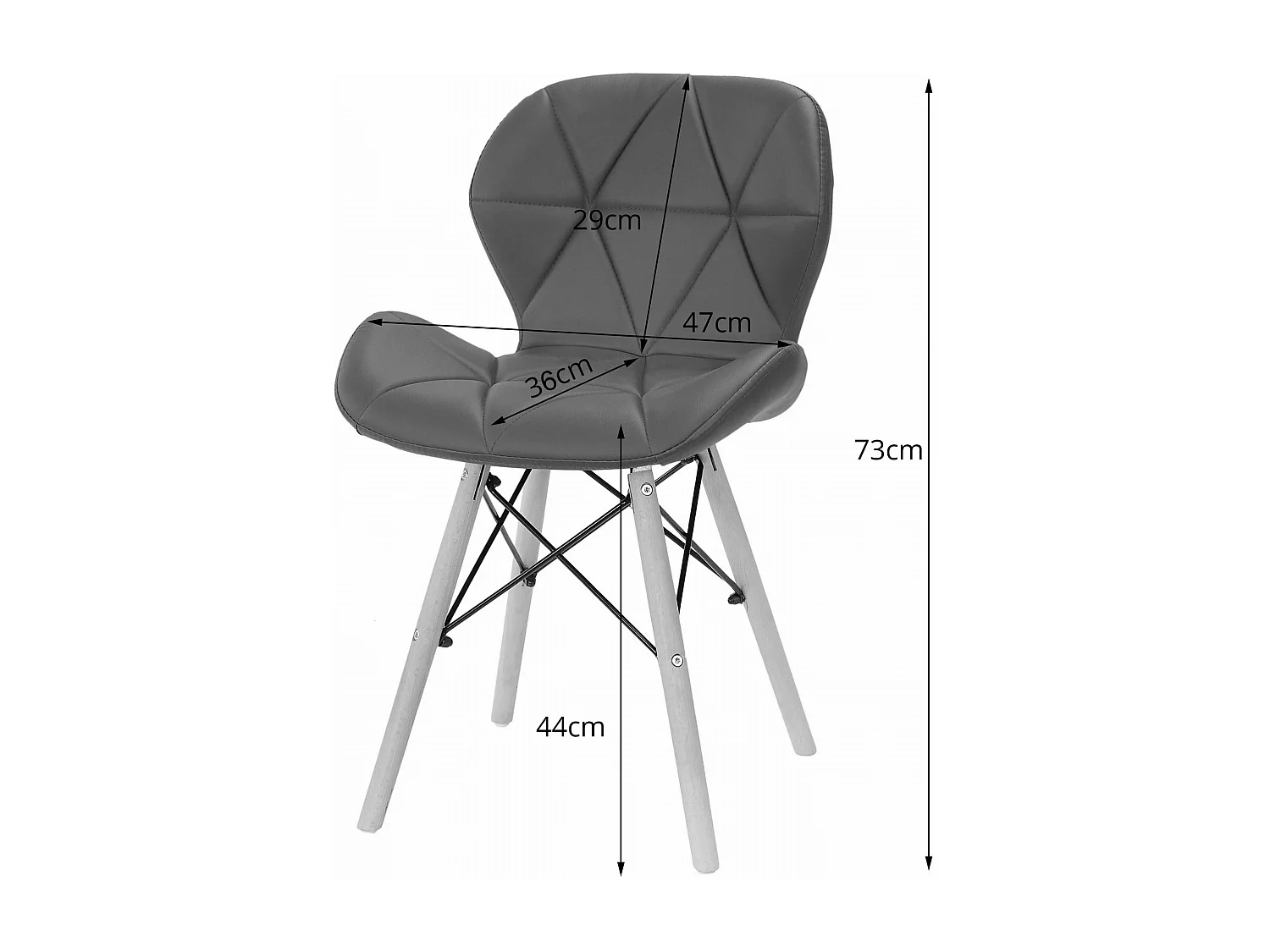Chaise Valora WAKO en cuir écologique gris et blanc et bois de hêtre x2