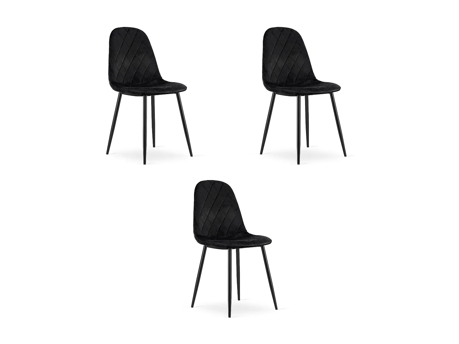 Chaise Valora DAPI en velours noir, design moderne et ergonomique (x3)