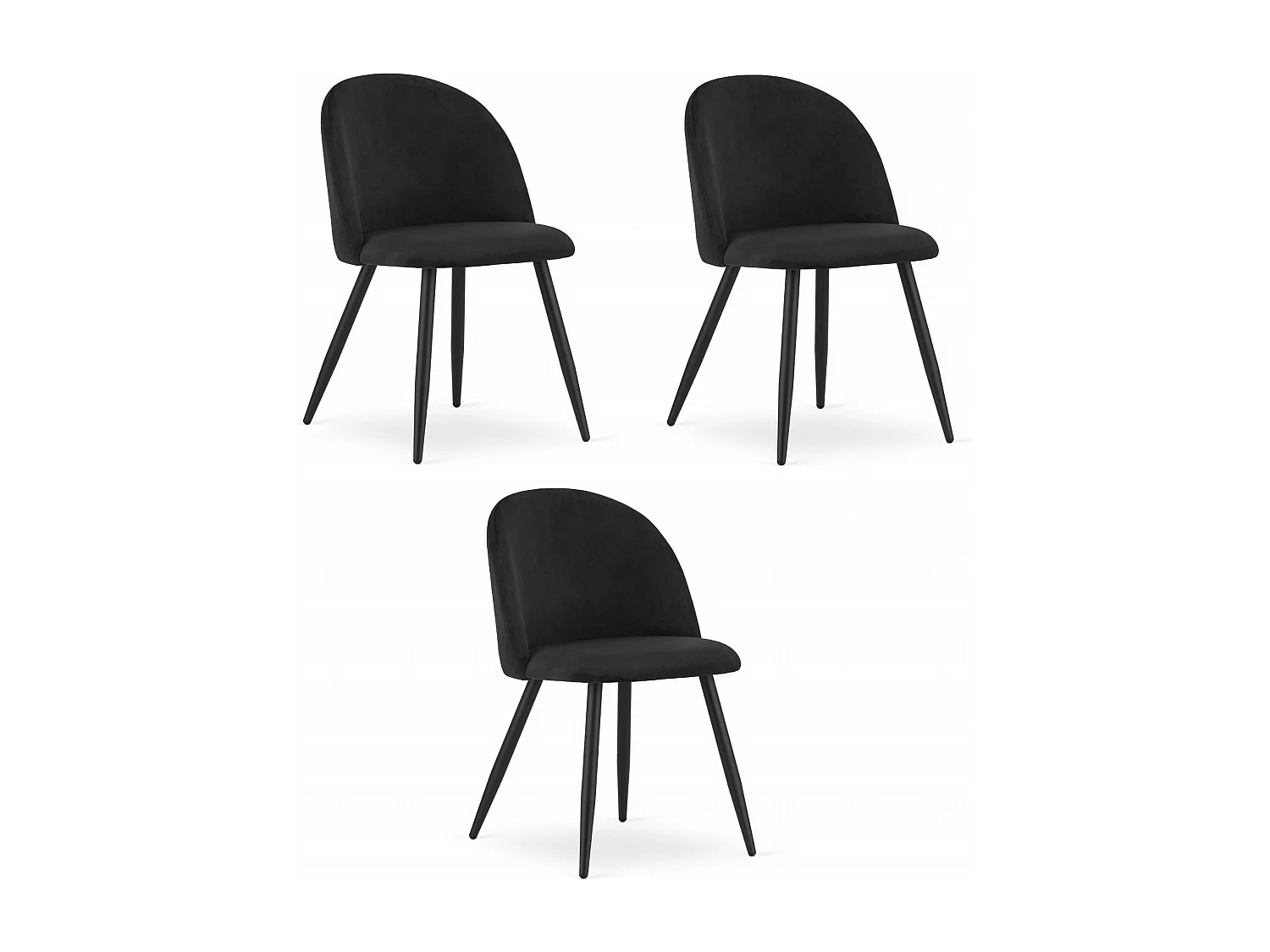 Valora BELLO Chair Set di 3 gambe in metallo nero in velluto