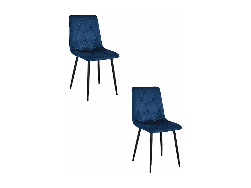 Silla Valora TYRA, terciopelo azul marino, patas negras, juego de 2