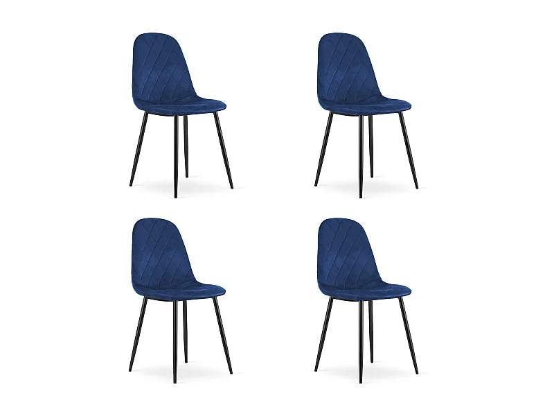 Valora DAPI STOEL Marineblauw Fluweel Modern Design x4