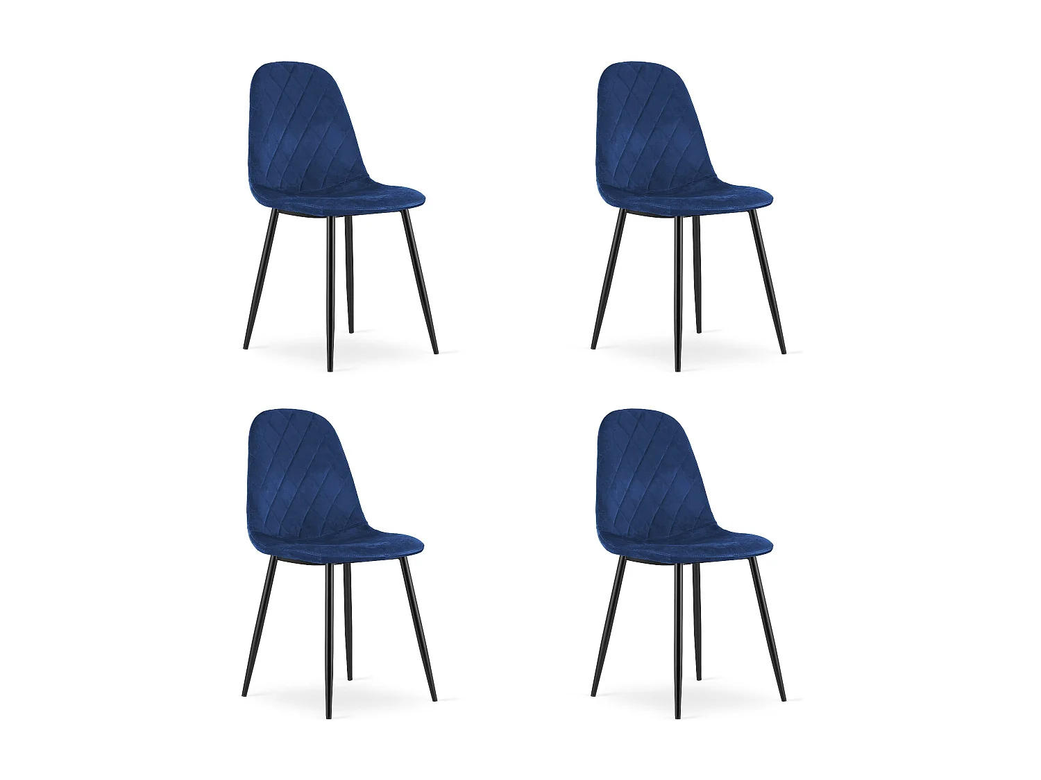 Valora DAPI STOEL Marineblauw Fluweel Modern Design x4