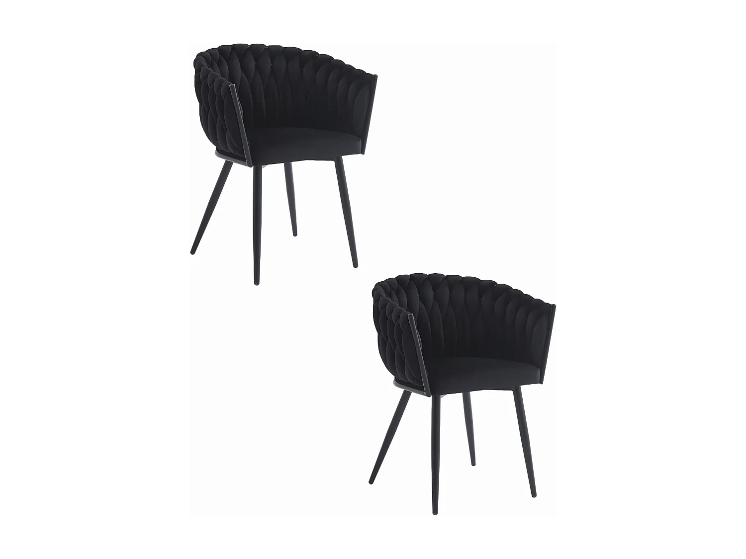 Valora MAYAN stoel zwart fluweel gestoffeerde metalen poten x2