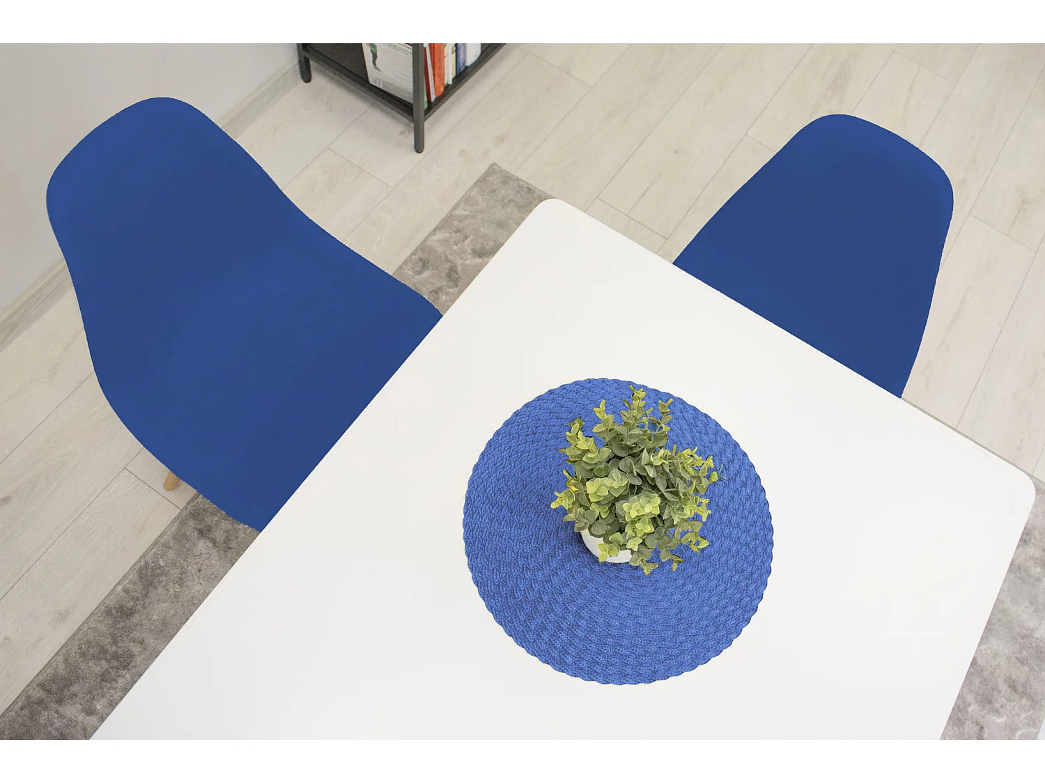 Krzesło Valora OSAKA ergonomiczne, niebieskie, naturalne nogi, do salonu x2