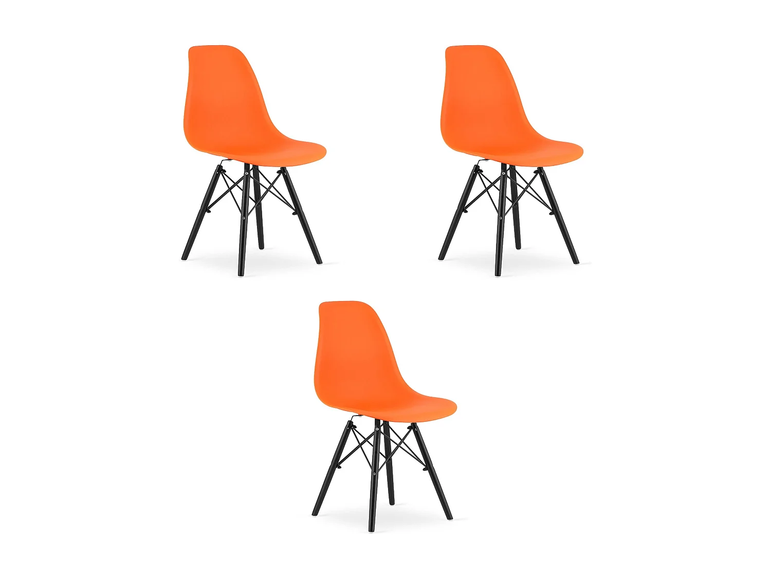 Valora OSAKA Chaise ergonomique orange et pieds noirs pour salon x3