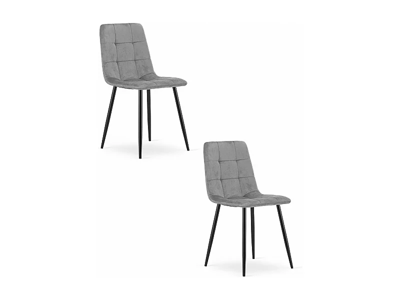 Chaise Valora PYRA, velours gris clair, design moderne (x2)