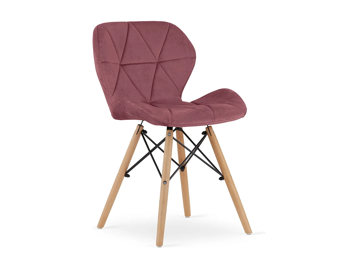 Ensemble de 4 chaises en velours Valora WAKO, design moderne, rose foncé