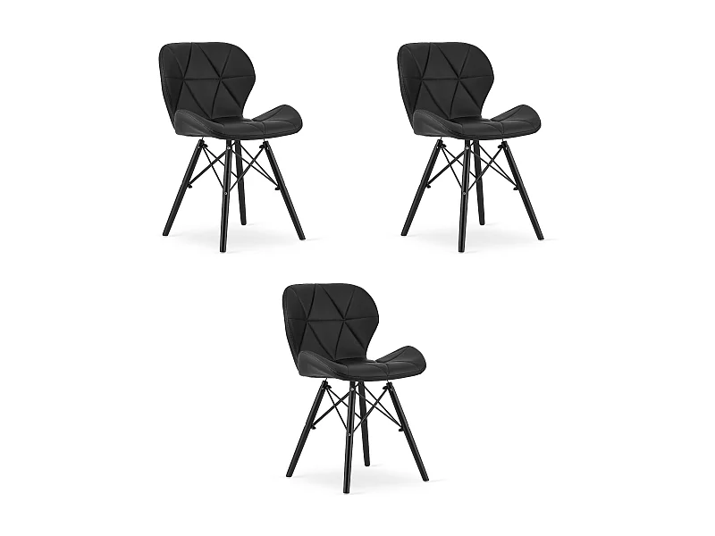 Valora WAKO Stoel Eco-Leer Zwart Modern Design x3